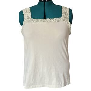 Venezia (Lane Bryant) Lacy Tank Top Plus Size 14/16 Beige